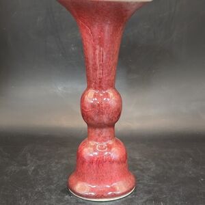 Chinese porcelain oxblood vase with Qing dynasty marking
